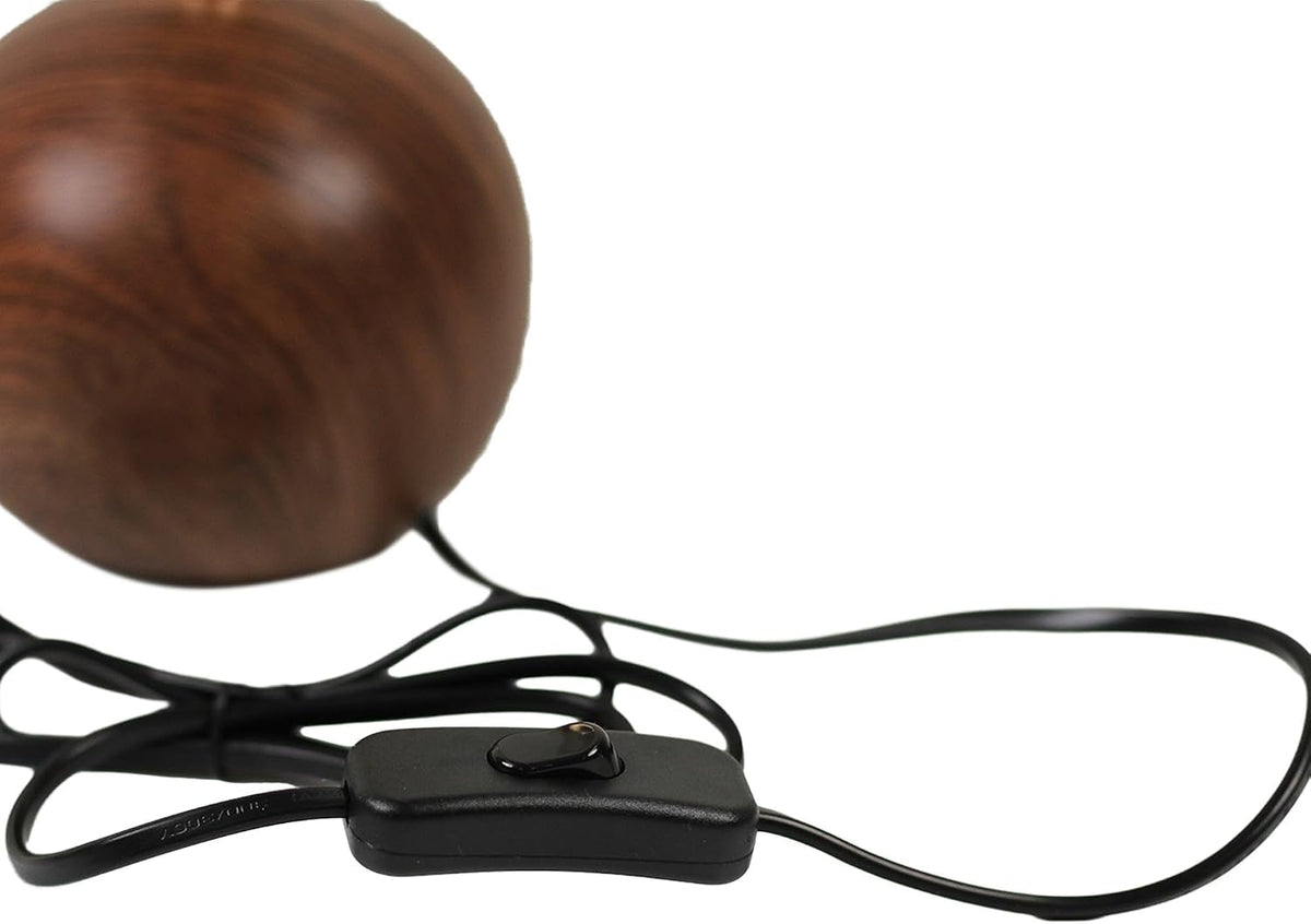 Genewatt Ceramic Globe Table Lamp – Walnut Base, Beige Shade