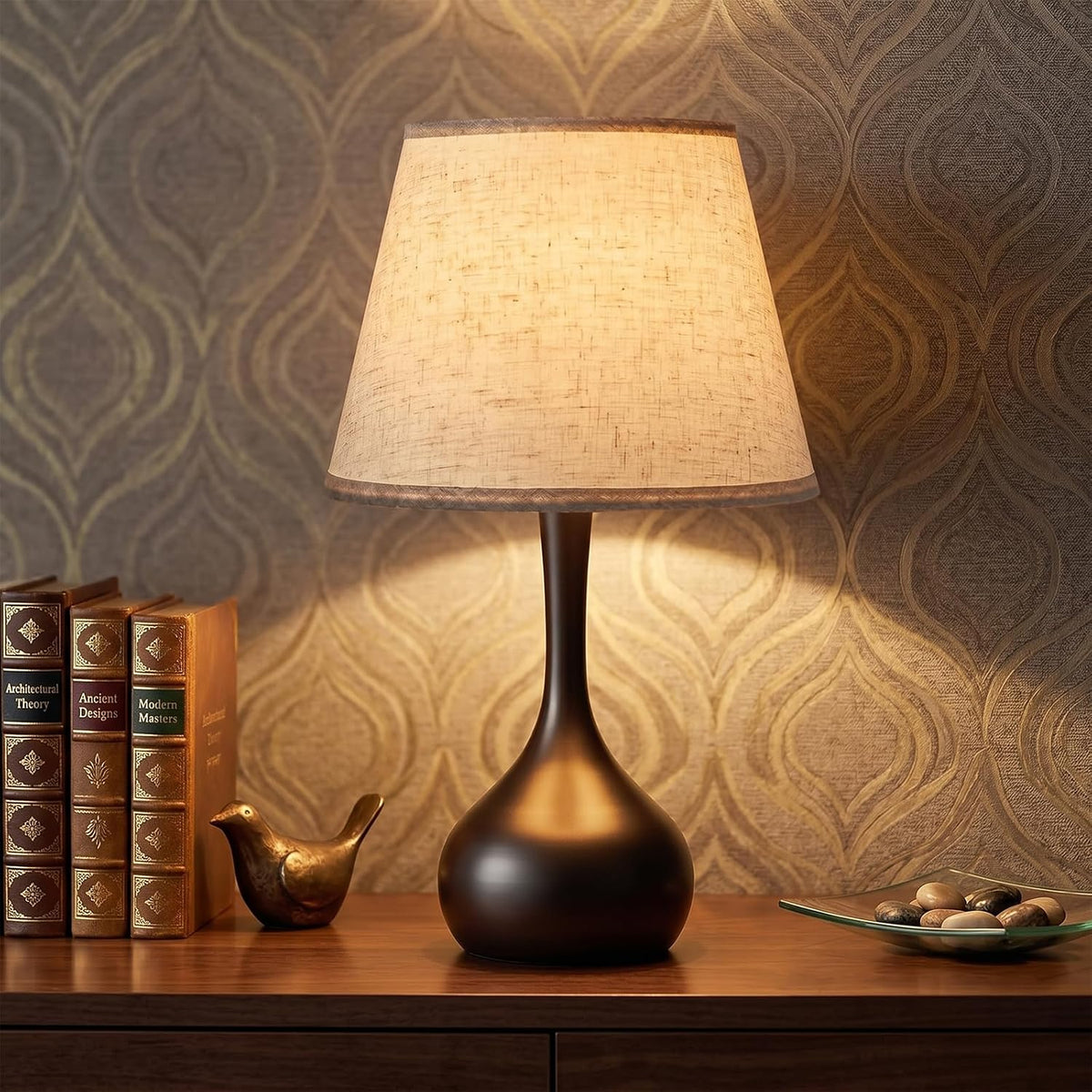 Genewatt Touch Bedside Table Lamp – 3-Way Dimmable with Fabric Shade