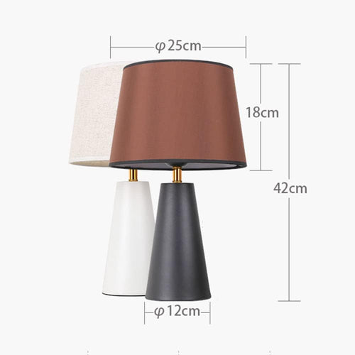 Genewatt Modern Bedside Table Lamp – Linen Shade, Black Metal Base